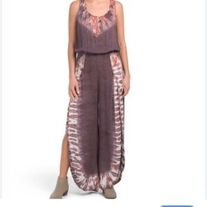 Young Broke and Fabulous PaysonTie Dye Sleeveless Wide Leg Jumpsuit Boho SM NWT